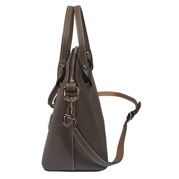 NEW Sales Sample Dooney & Bourke Beacon Domed Satchel BBECN1469 Taupe Brown - Picture 5 of 10
